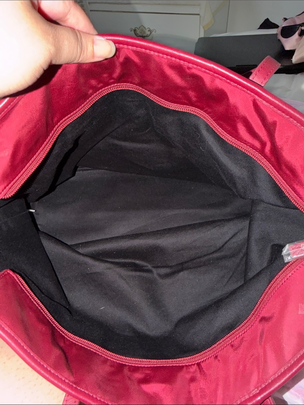 MCM Burgundy Logo-Print nylon Tote - Picture 10 of 10